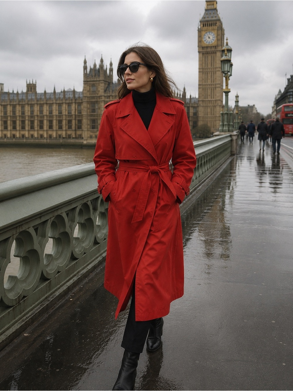 Vintage London Fog Red Belted Trench Coat